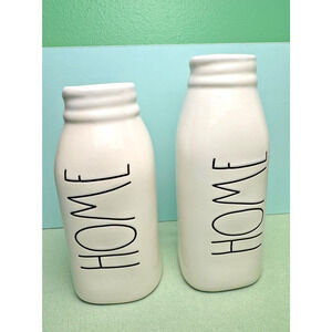 2 Rae Dunn Milk Bottle Vases Home Farmhouse Milk Bottles Set Word Art Flower